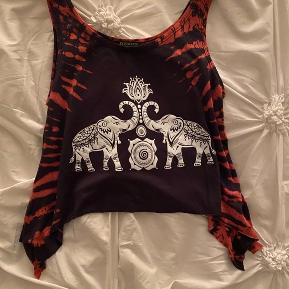 NWOT Kathmamdu Elephant Tie Dye Tank Top (cropped) - Picture 4 of 4